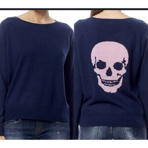 Skull Cashmere Amber navy 100% cashmere pink skull sweater m